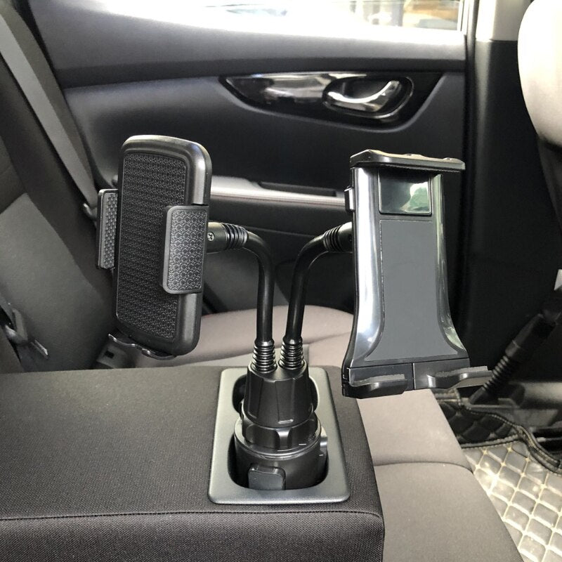 Gooseneck Dual Phone and Car Tablet Holder Cup Holder Phone Mount – Becarac  Car Accessories