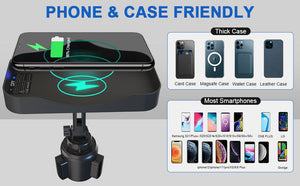 OFY Wireless Car  Charger And 2 Drink Cup Phone  Holder