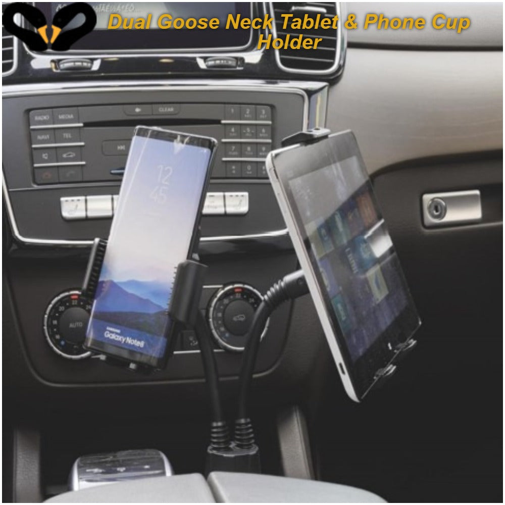 Gooseneck Dual Phone and Car Tablet Holder Cup Phone Mount